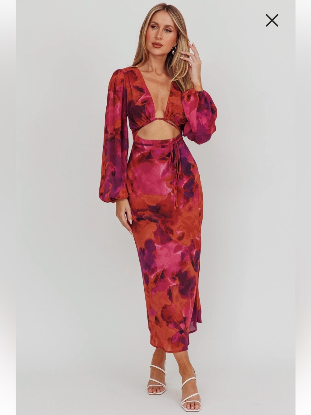 NWT Selfie Leslie Aurora Dreams Cut-Out Waist Midi Dress